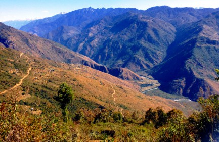 Typical landscape on our route in eastern Bhutan